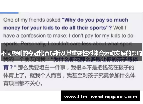 不同级别的夺冠比赛解析及其重要性对体育运动发展的影响