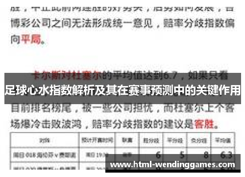 足球心水指数解析及其在赛事预测中的关键作用
